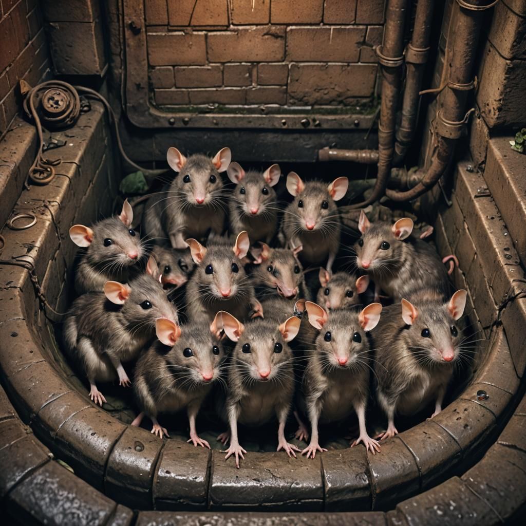 Hyperrealistic Sewer Rat Gang in High Definition