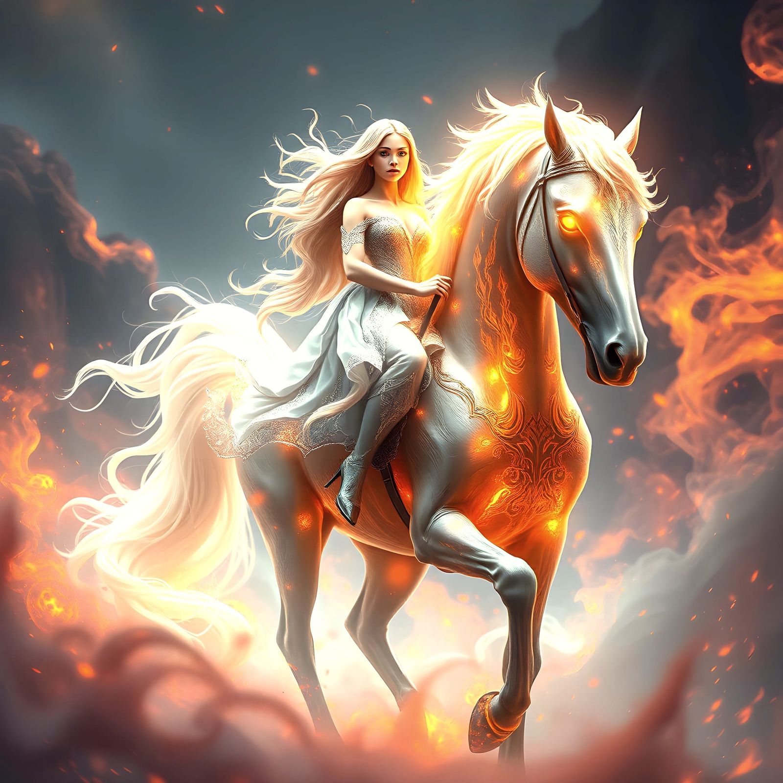 Girl Rides Ghost Horse in Dimensionless Space