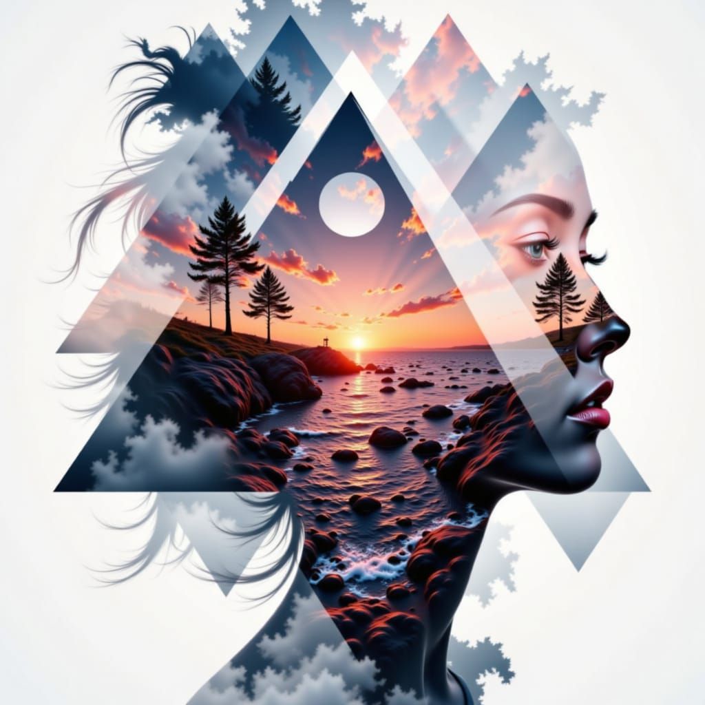 DEXP Logo Double Exposure with Geometric Refraction