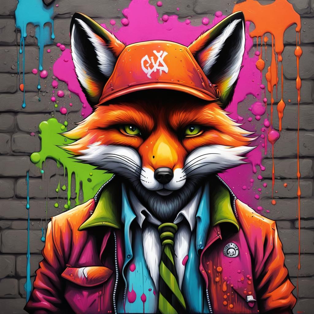 Gangster Fox Graffiti Art in Street Style