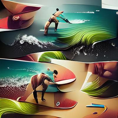 Surfer Riding a Wave
