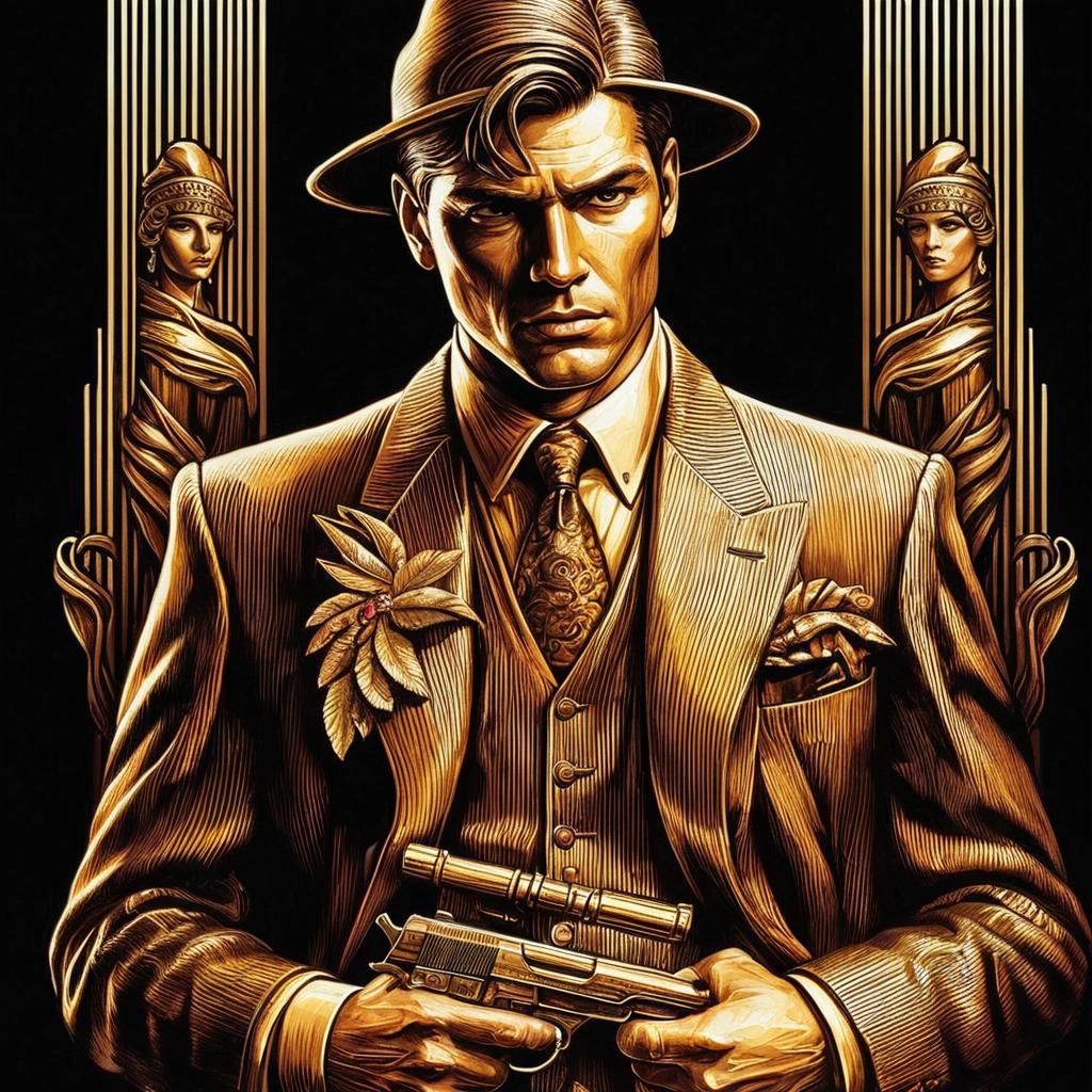 1920s Gangster Pulp Cover Art Deco Poster