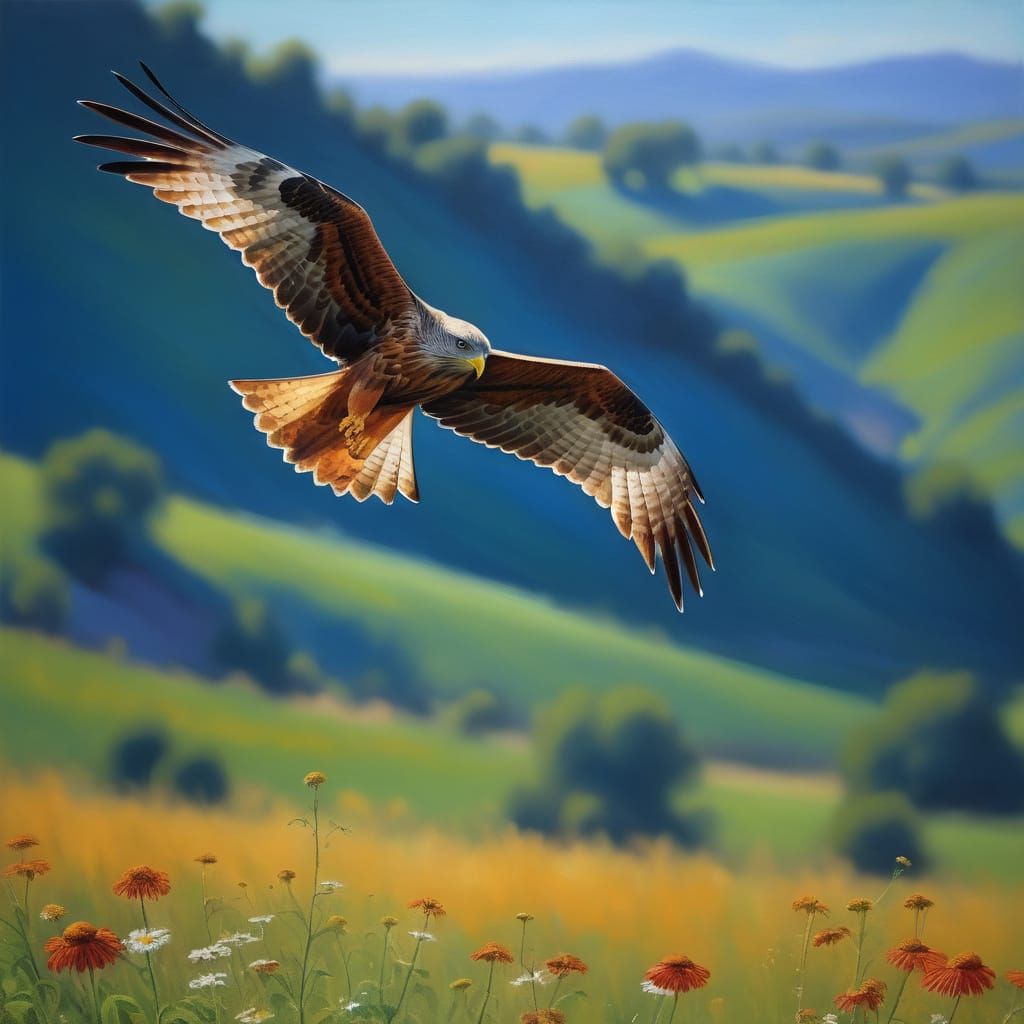 Majestic Red Kite Soars Through the UK Countryside in Vibran...