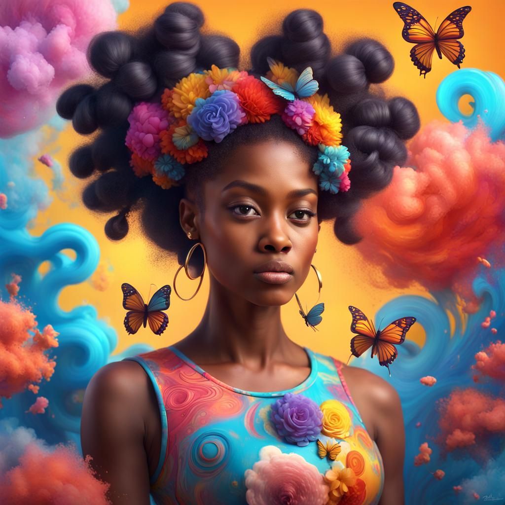 Colorful Afro Puffs Illustration in 3D Render