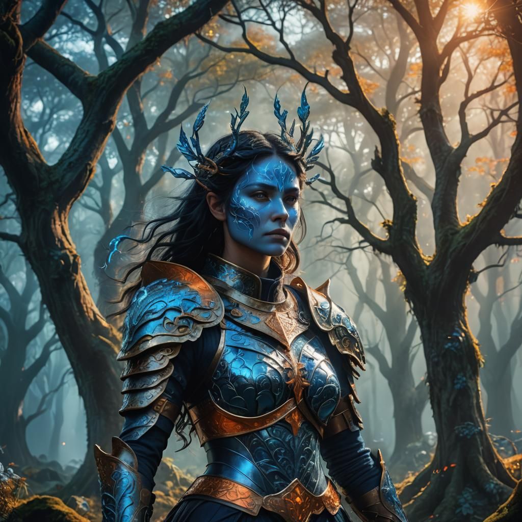 Collaspar Woman in Mystical Forest, Fantasy Art