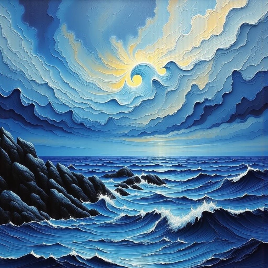 Stormy Seascape in Impasto Style