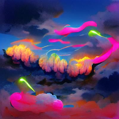 Vibrant Neon Clouds Illuminated From Within