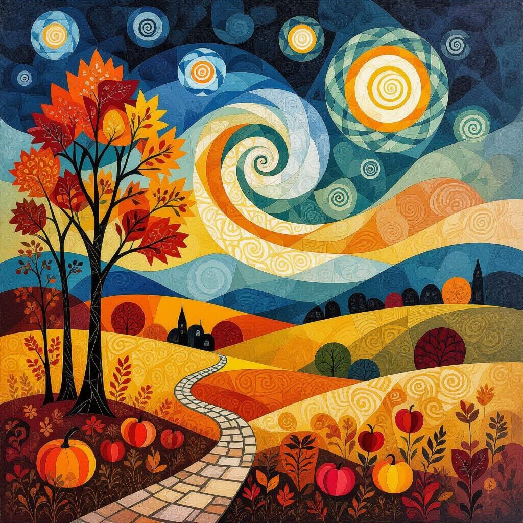 Surreal Autumn Optical Illusion Landscape