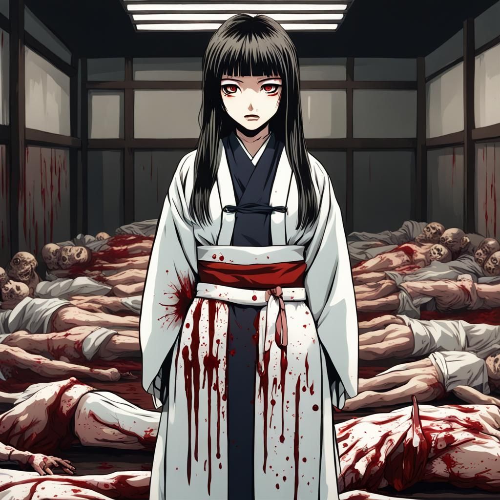 Gothic Horror: Evil Japanese Girl with Dead Parents