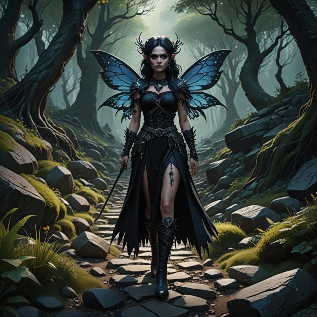 Goth Fairy Embarks on a Mystical Journey through an Enchante...