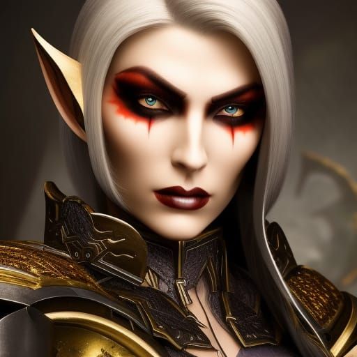 Intimidating Elven Female Death Knight Portrait