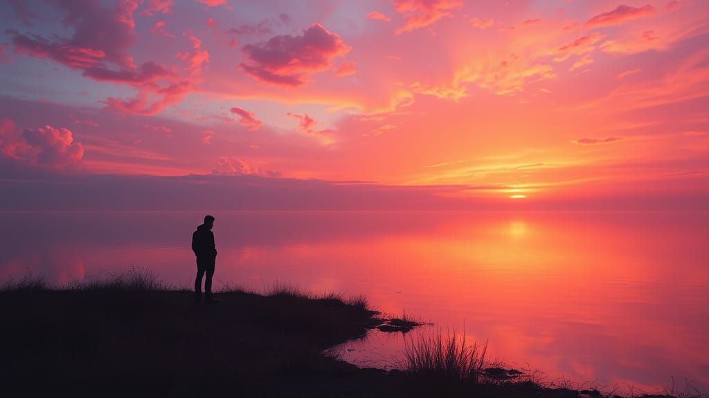 Surreal Dawn Landscape in Vibrant Hues