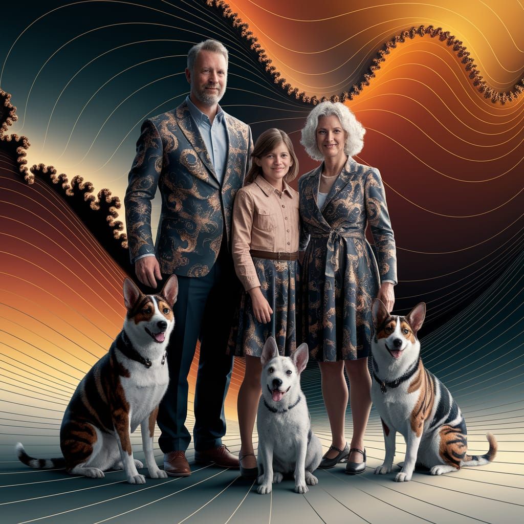 Abstract Fractal Art: Family and Pets in Harmony