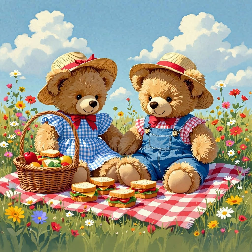 Teddy Bears' Breakfast Picnic: A Whimsical Illustration