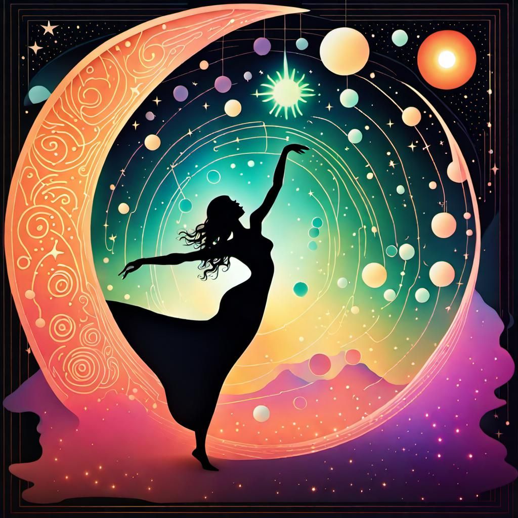 Celestial Bodies Dance in Phosphorescent Cosmic Symphony