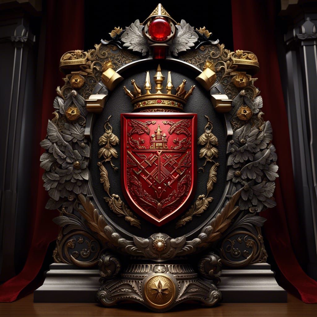 Detailed Heraldic Coat of Arms with Obelisk