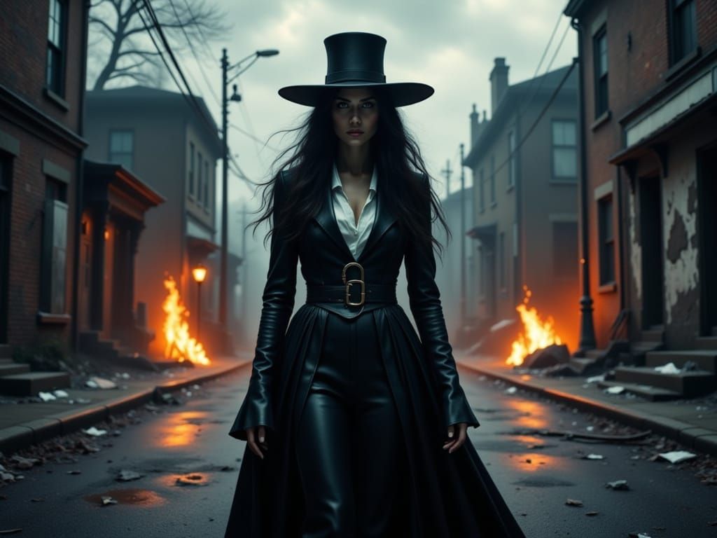 Ethereal Plague Doctor Strides Through a Post-Apocalyptic Me...