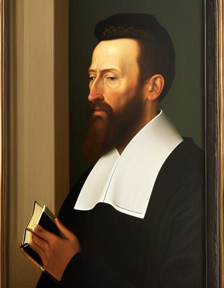 Jean Calvin Portrait in 16th Century Oil Style