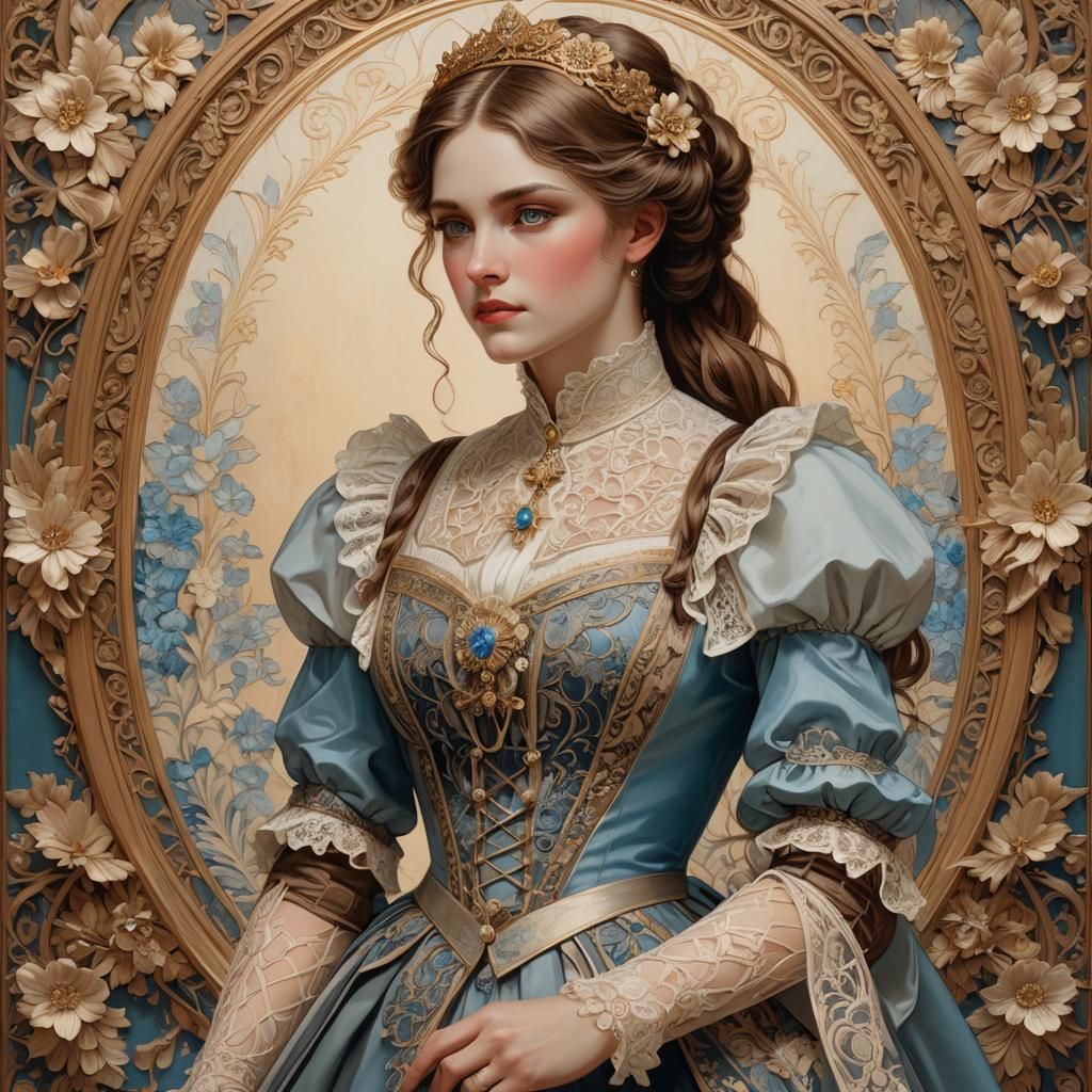 Victorian Maid in Noble Attire: Digital Art
