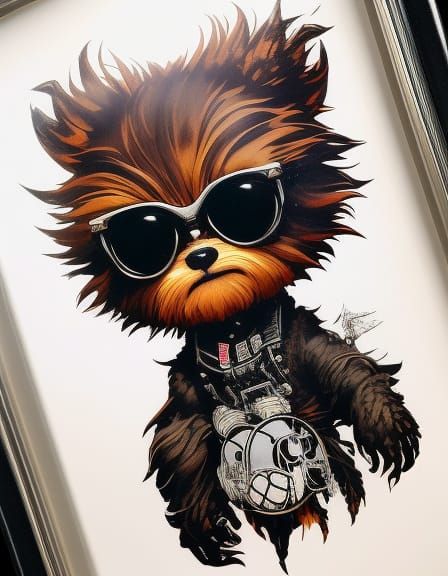Adorable Chibi Punk Wookiee in 1980s Style