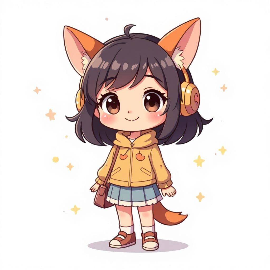 Pastel Character Smiling in Anime Style