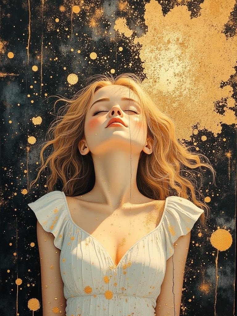 Blonde Girl in Sunlight: Detailed Oil Painting