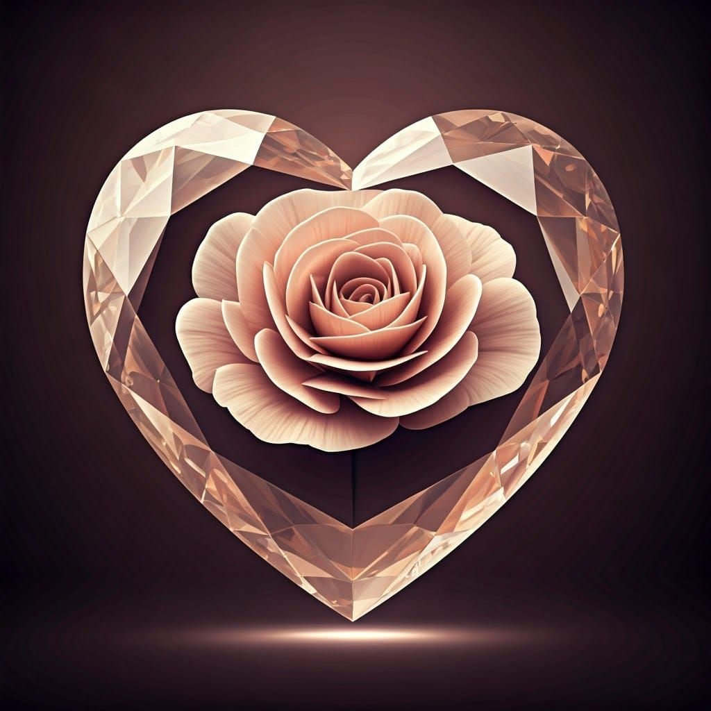 Desert Rose in Crystal Heart: Surreal Digital Art