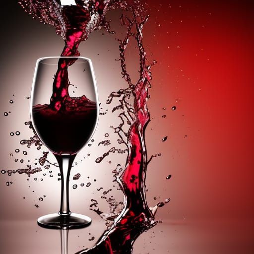 Hyperrealistic Red Wine Splash Art