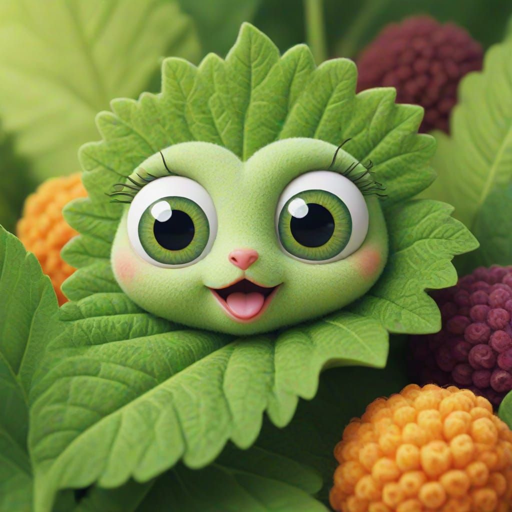 Excited Caterpillar with Big Eyes Digital Illustration