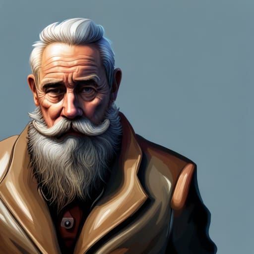 Detailed Portrait of an Elderly Man with Mustache