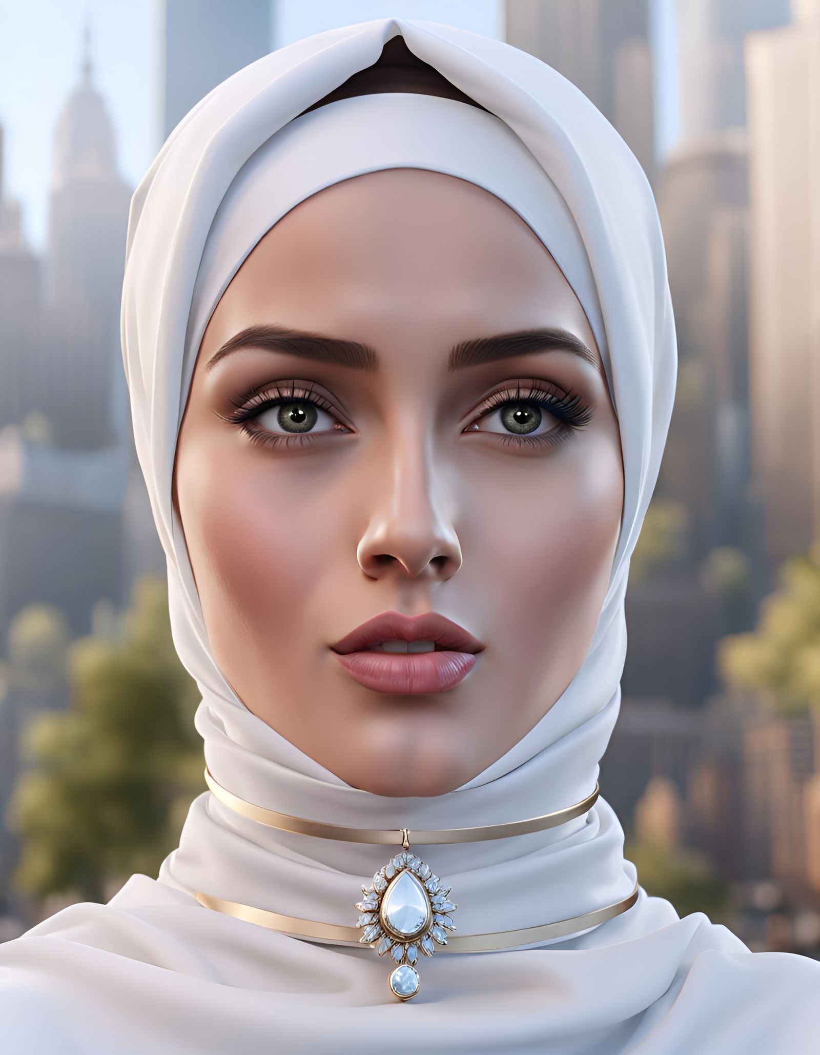 Stunning Hijabi Girl in New York: Digital Art