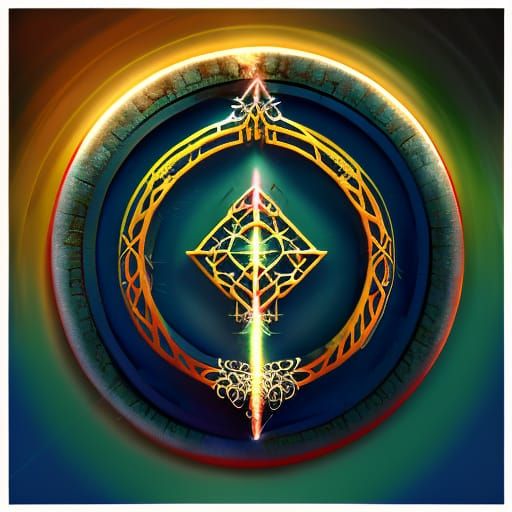 Mystical Symbol with Silver Filigree and Runes