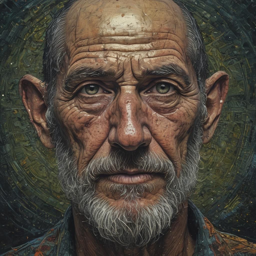 Psychedelic Portrait with Flowing Lines