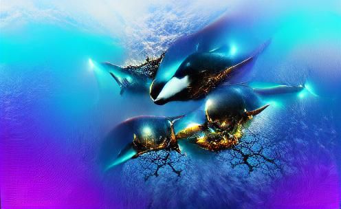 Orca Whales Underwater: Heavy Metal Album Art