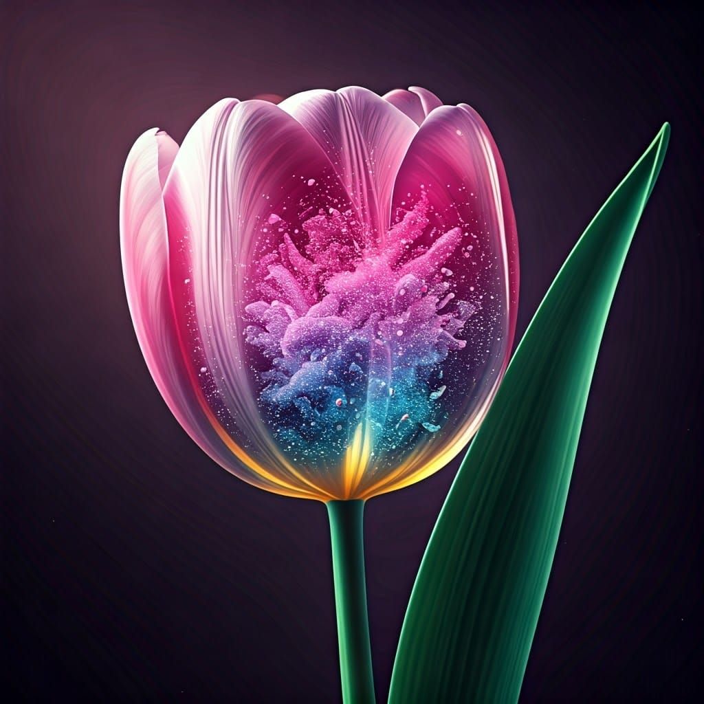 Crystallized Glass Tulip with Sparkling Dust