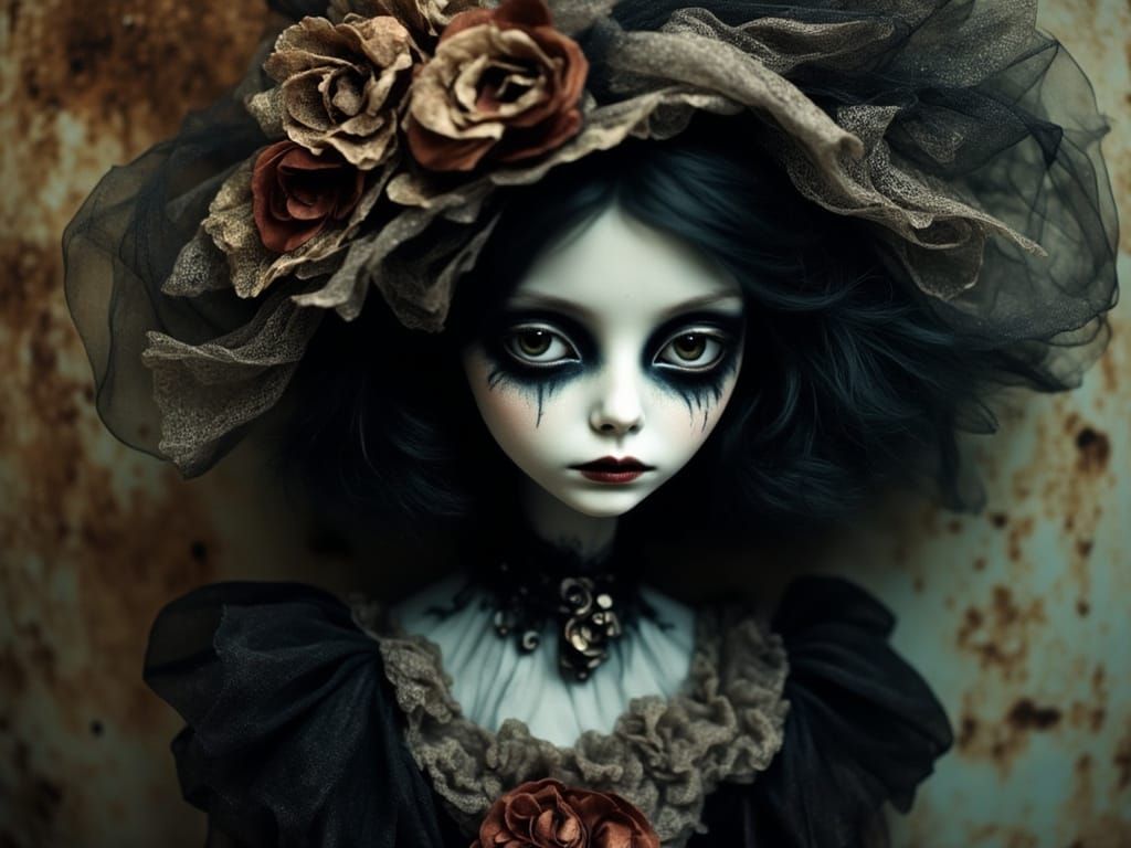 Goth Girl Marionette in Claymation Style