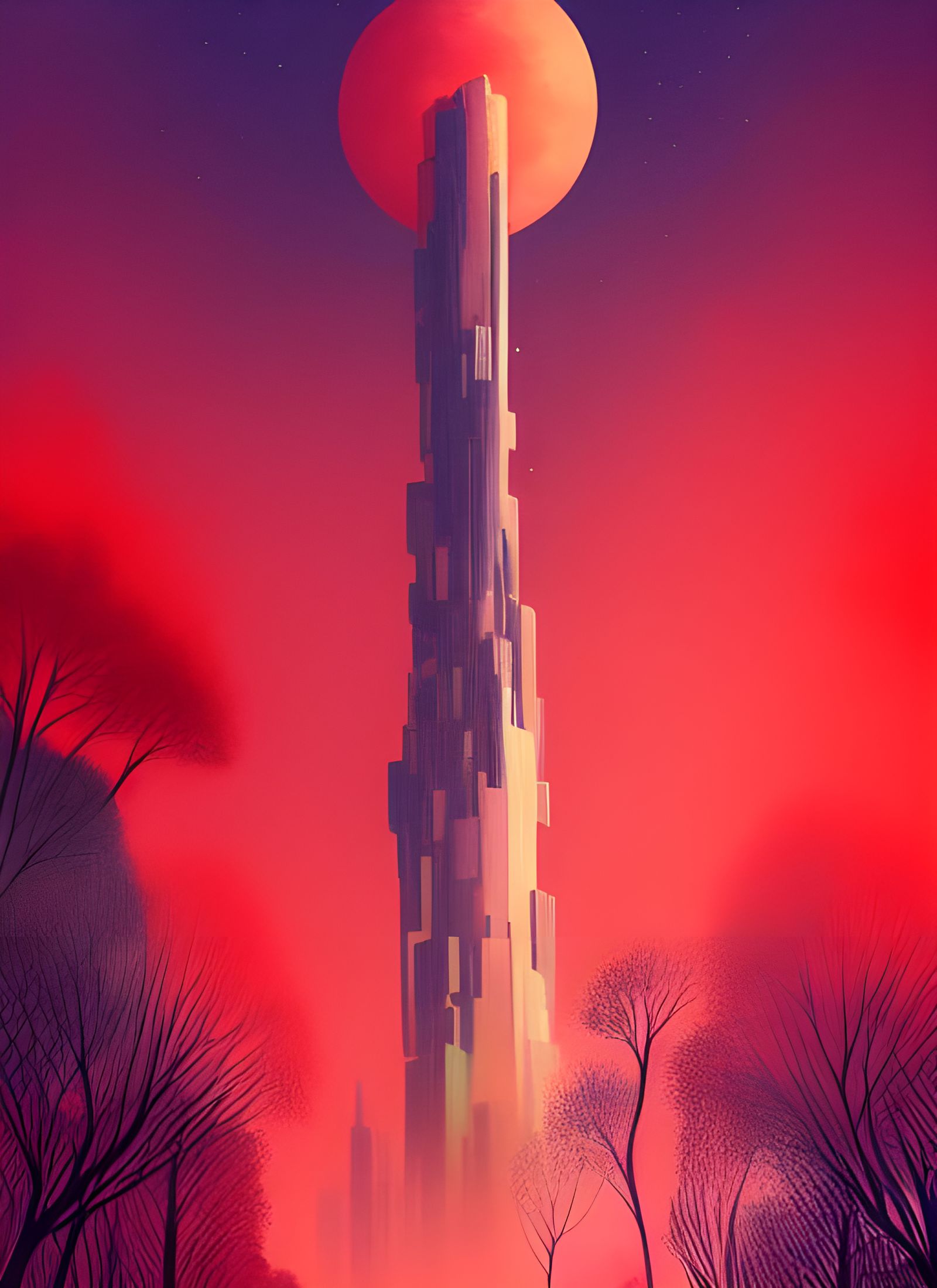 Surreal Dream World Tower in Space