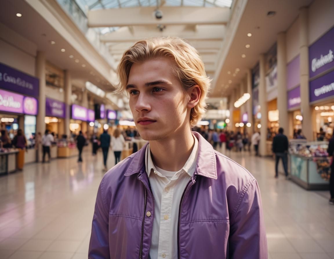 Handsome Man in Purple Jacket, Cinematic Film Still