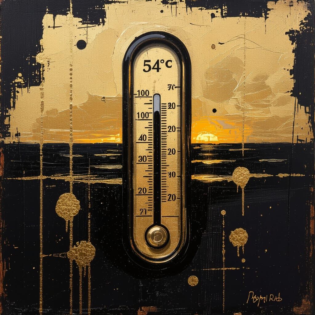 Golden Hour Thermometer in Textured Gold Style