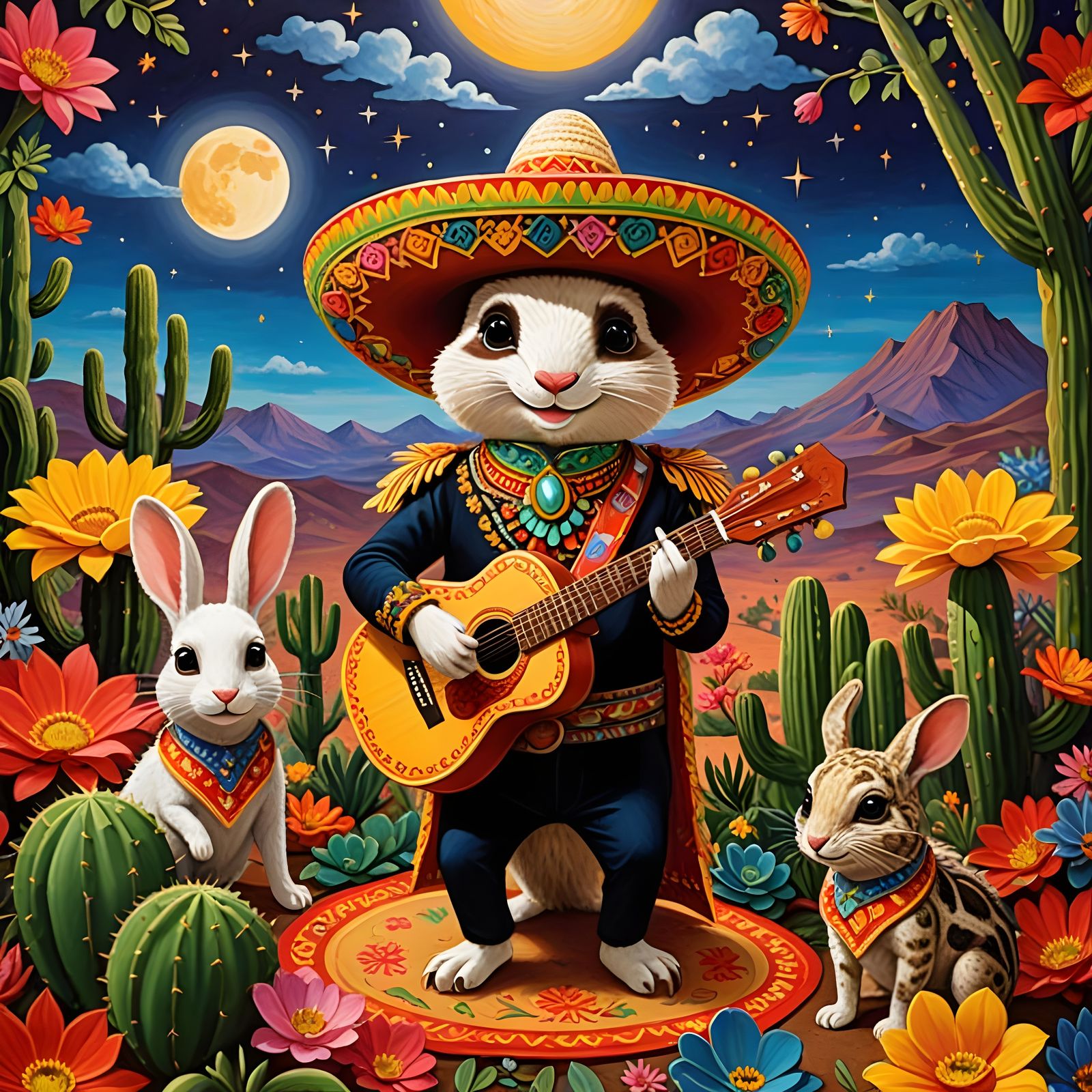 Mariachi Animal Band Performing Under Twilight Sky