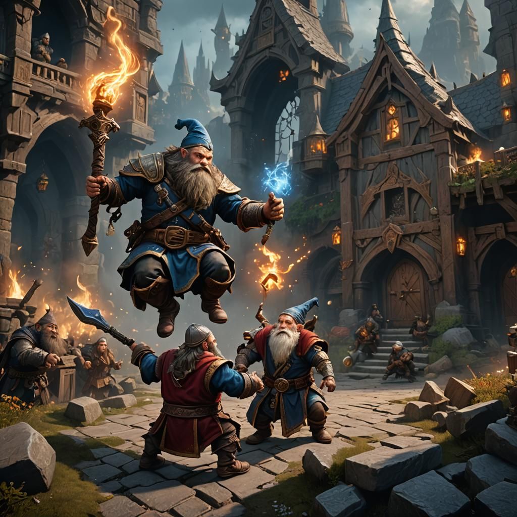 Dwarf vs Wizard: Detailed Fantasy Concept Art