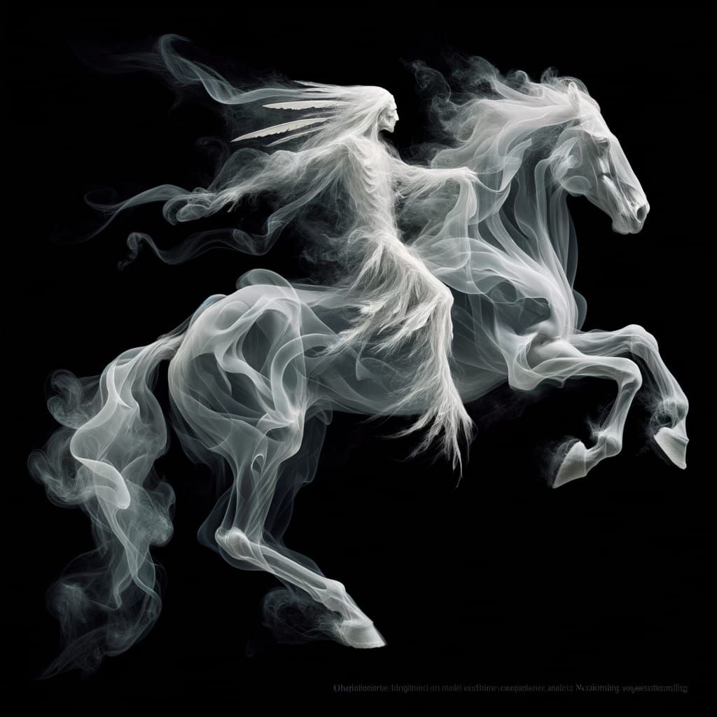 Ethereal Smoke Forms Native American Rider