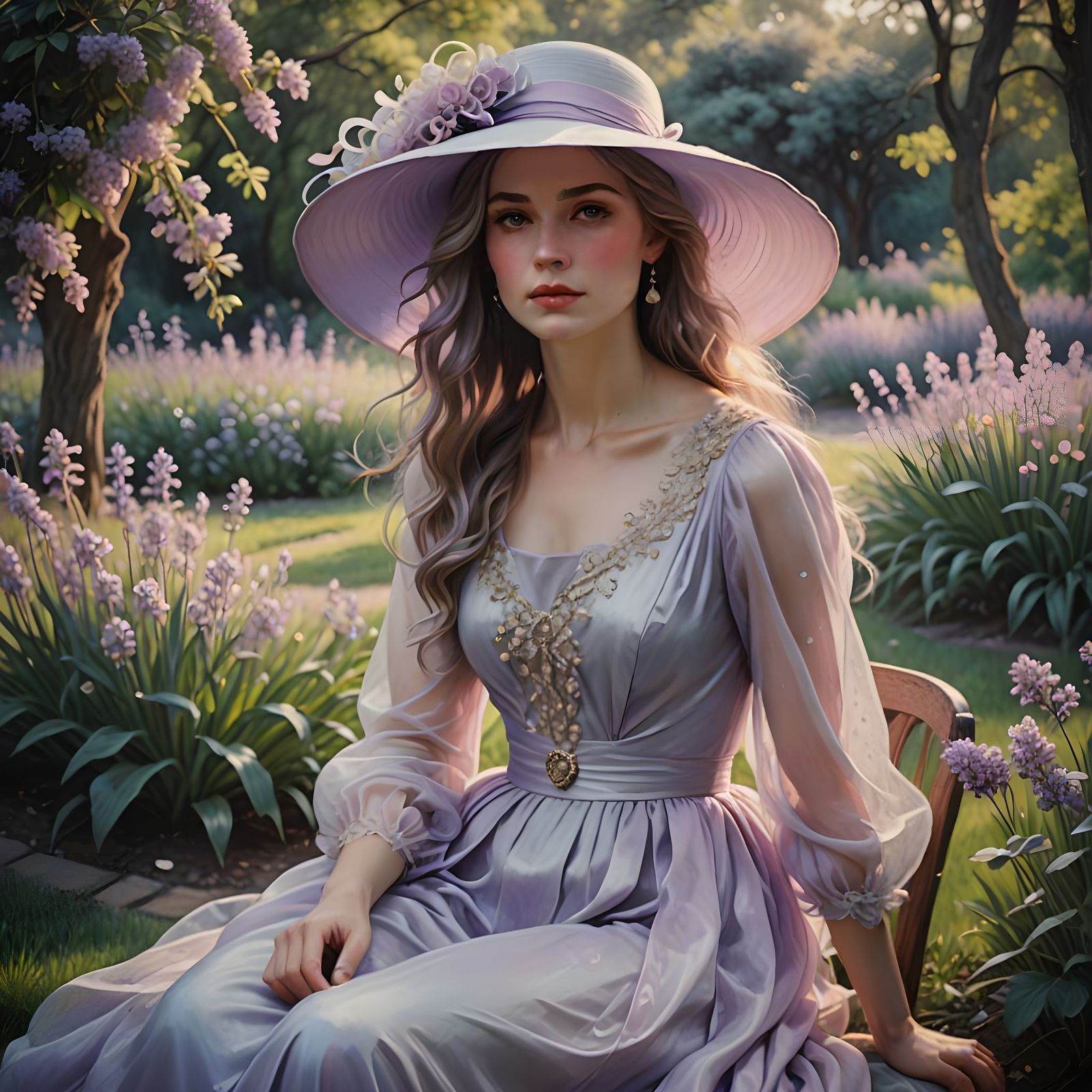 Impressionistic Portrait of a Woman with Violet Eyes