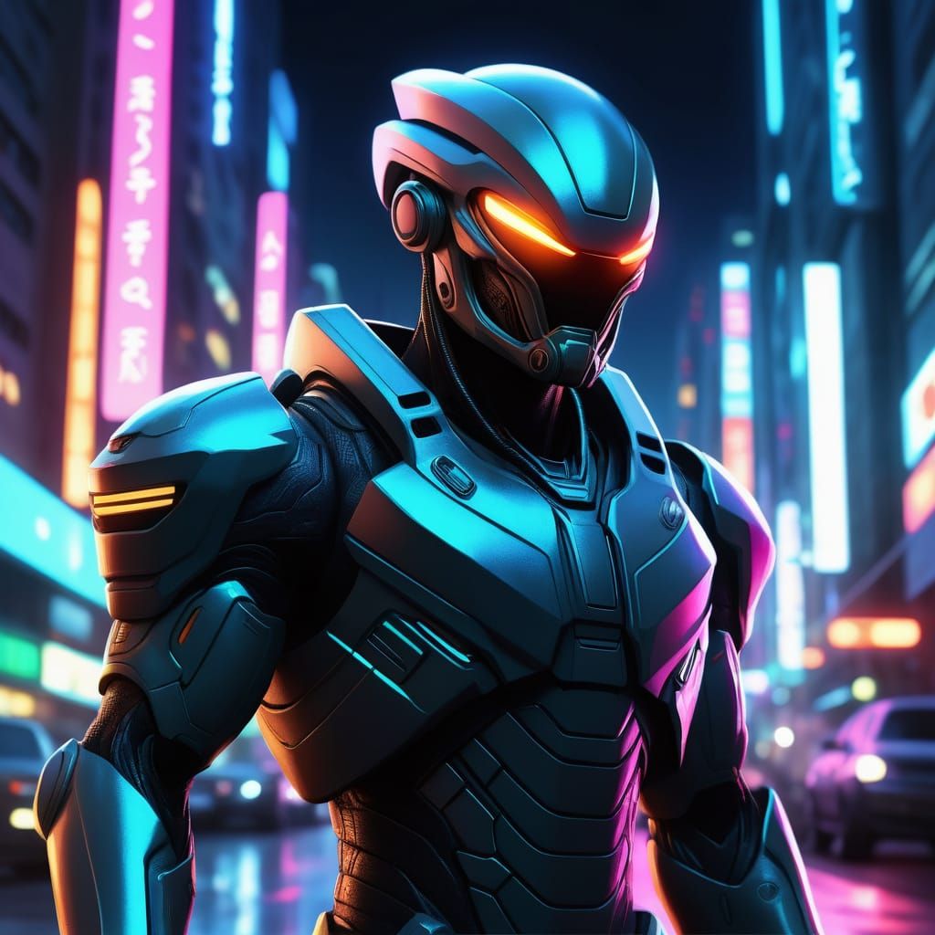 Cyberpunk Alien Soldier in Futuristic Armor