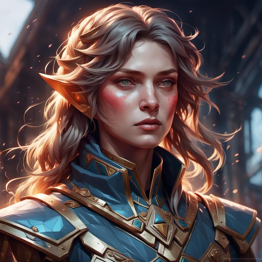 Detailed Portrait with Dynamic Lighting in Art Nouveau Style
