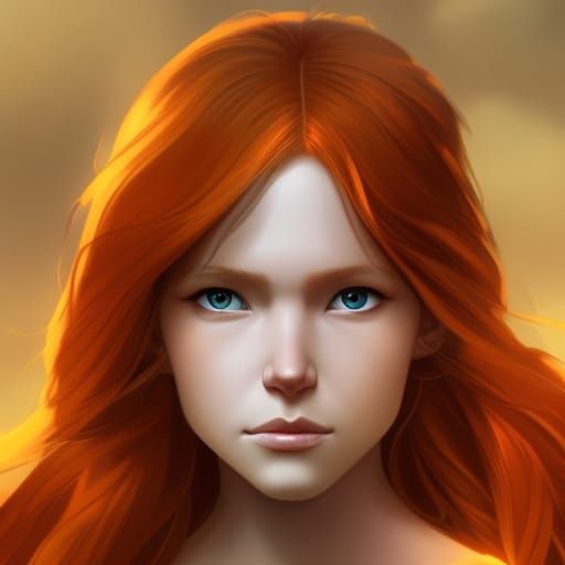 Firebending Redhead in Avatar Style: Hyperdetailed Portrait