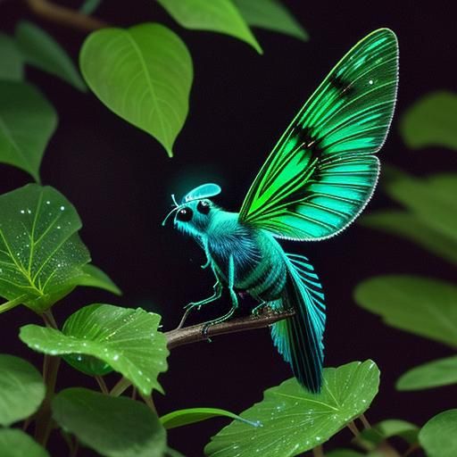 Glowing Firefly in Forest: Bioluminescent Digital Art