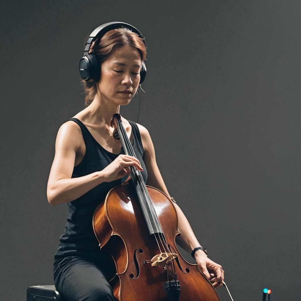 Woman Playing Cello in Dark Ambient Lighting
