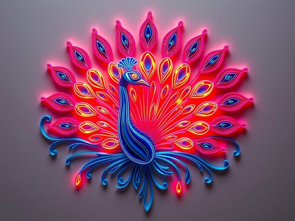 Art Deco Quilling: Neon Peacock Plumes in 3D