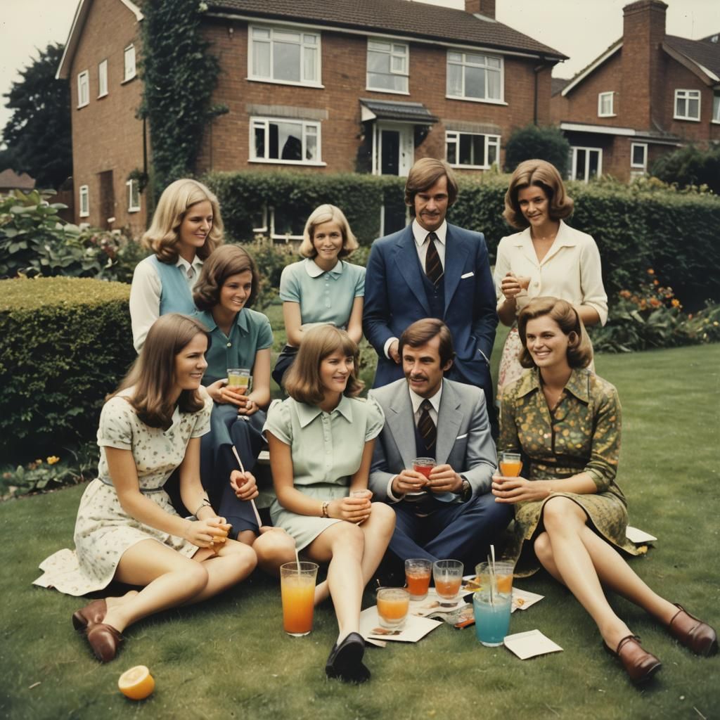 1970s Suburban Family Cocktail Party Polaroid